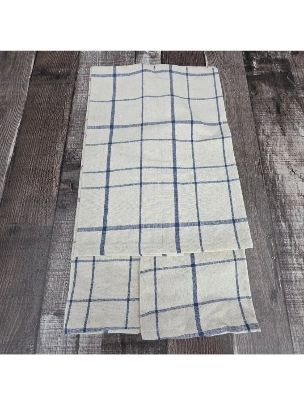 Foreside Riley Plaid Tea Towels 2 Piece Cream Red Blue Cotton Boho Farmhouse New